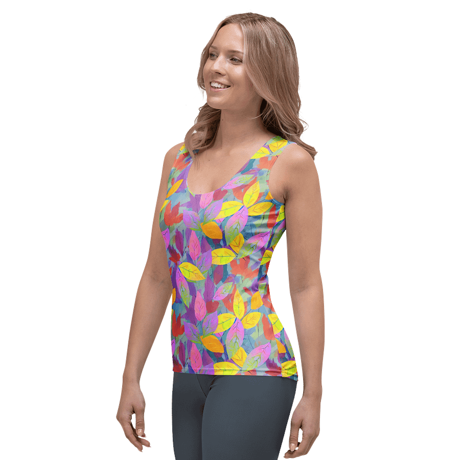 Yellow Pink Leaves Tank Top product image (3)