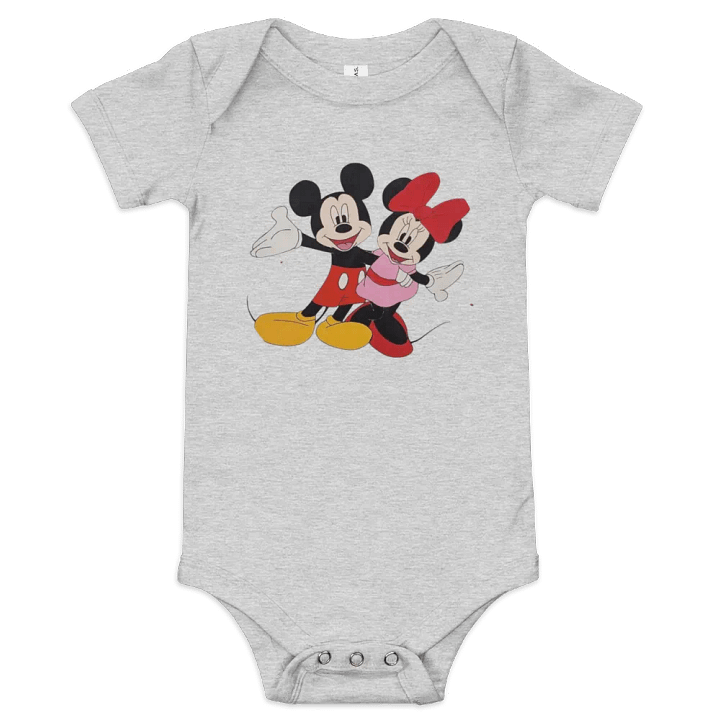 Mickey and Minnie mouse (art by Dina R.) acrylic painting picture - Baby Short Sleeve One Piece product image (1)