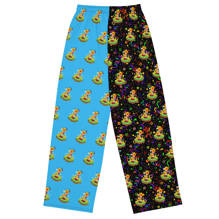 Split Blue and Arcade Boyoyoing Floating Island Unisex Wide-Leg Pants product image (2)