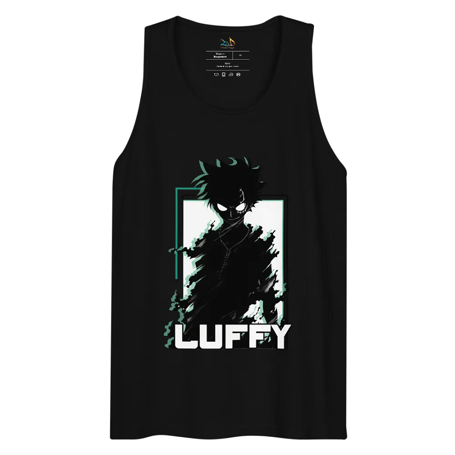 Shadowed Vigilance: LUFFY Anime Glitch Design Tank Top product image (8)