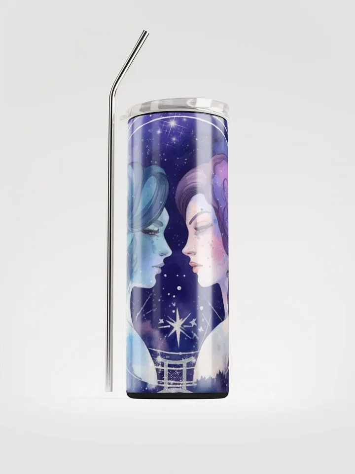 Illustrated Purple Gemini Zodiac Stainless Steel Tumbler - Keep Your Spirits High product image (1)