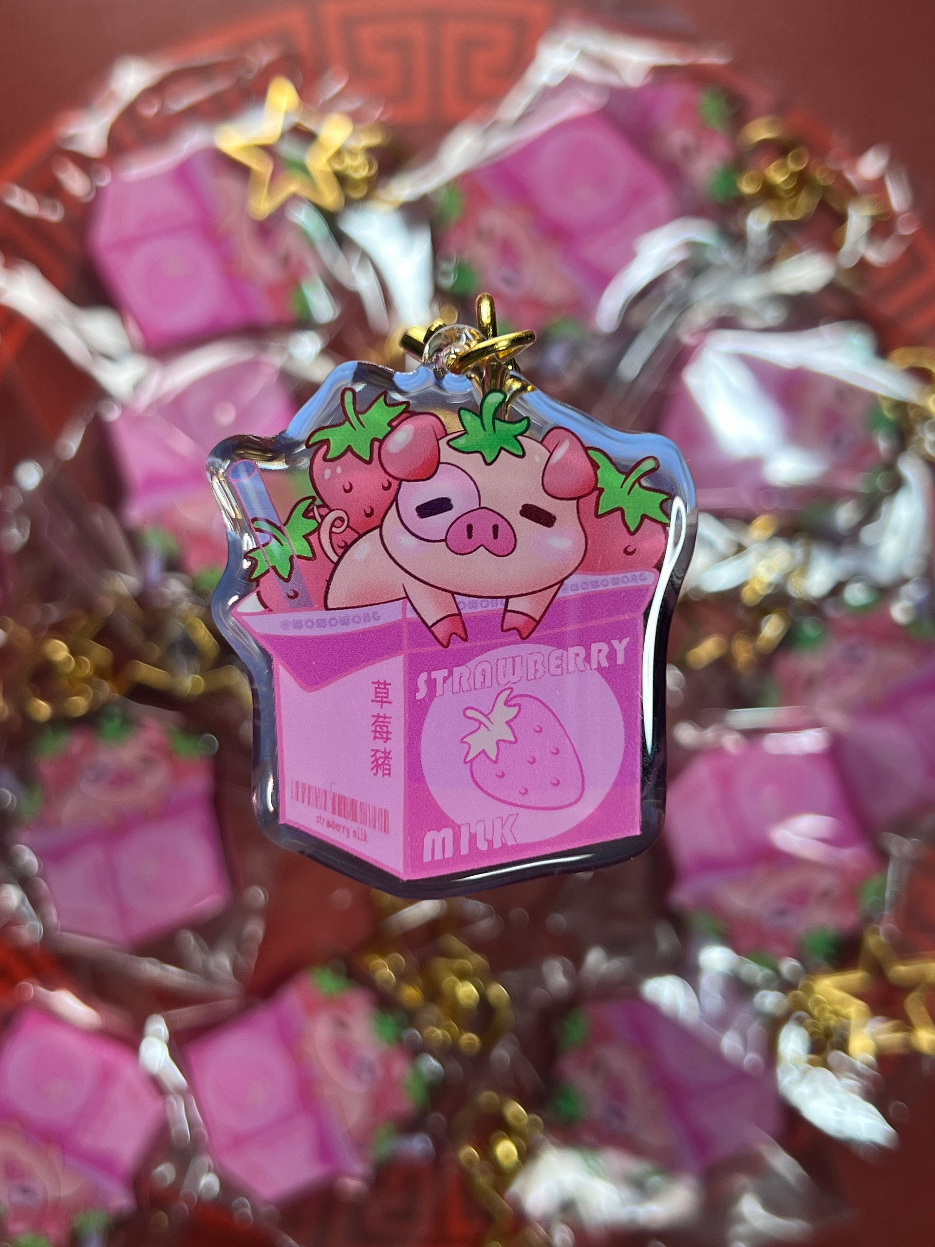 Zodiac Drink - Strawberry Milk Pig - Charm product image (1)
