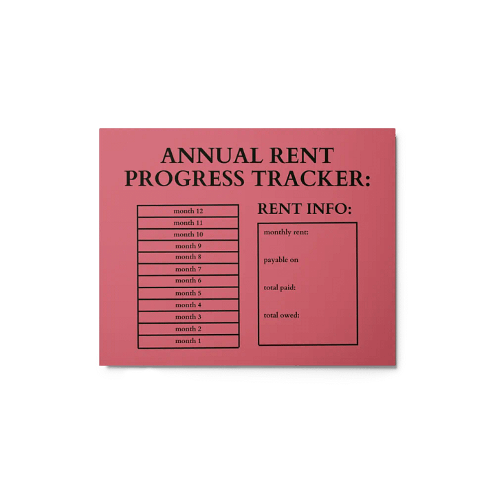 HIGHFALUTIN ANNUAL RENT TRACKER (black design 11) product image (1)