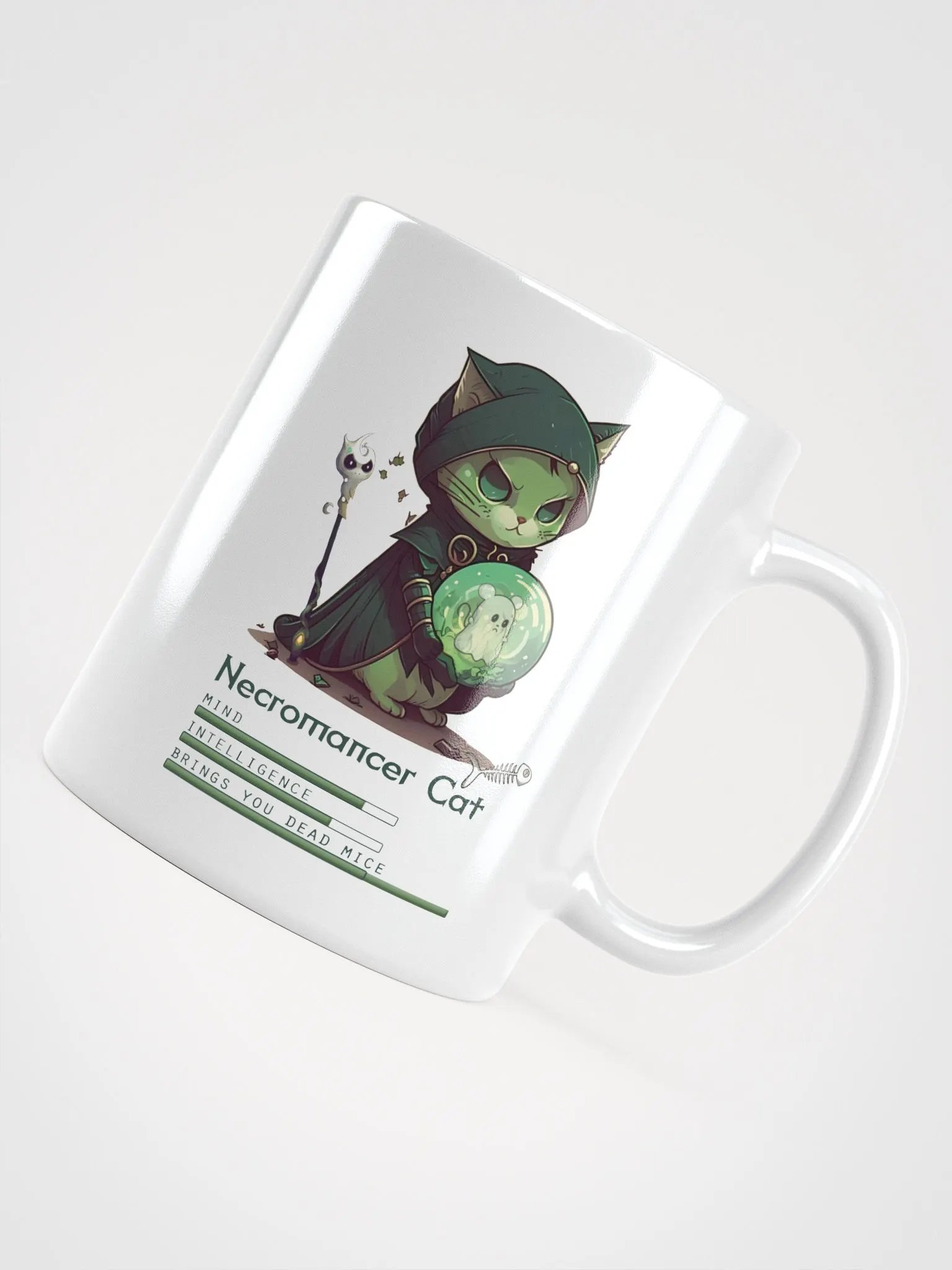 RPG Necromancer Cat white ceramic mug 11oz 15oz 20oz for gamers and cat lovers product image (11)
