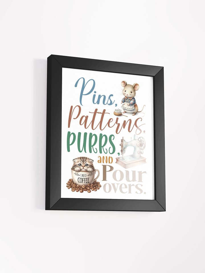 Whimsical Pins Patterns Purrs Framed Poster product image (22)