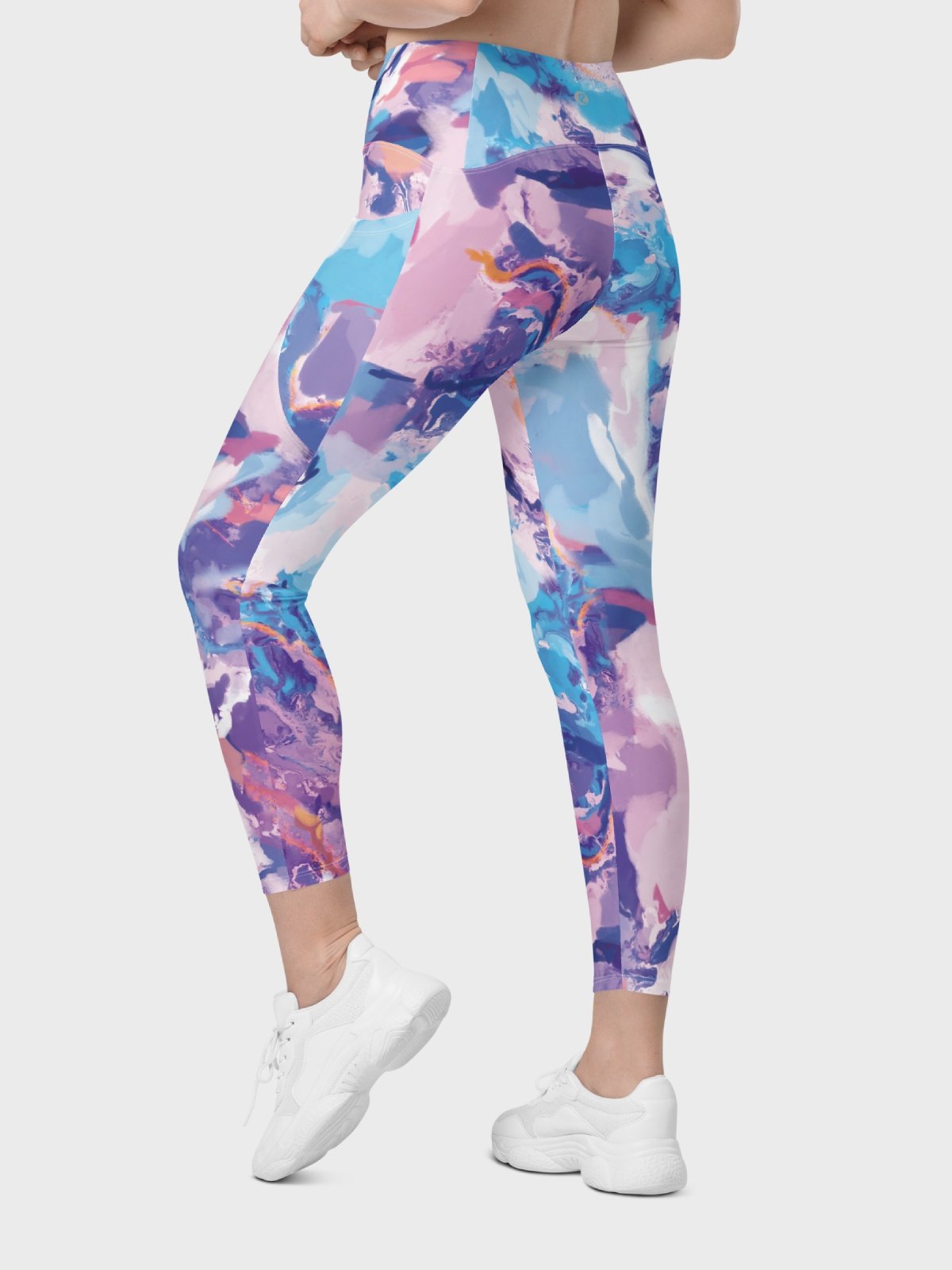 Leggings with Pockets "Marble Effect Pastel Blue Purple Dreamy Waves" product image (7)