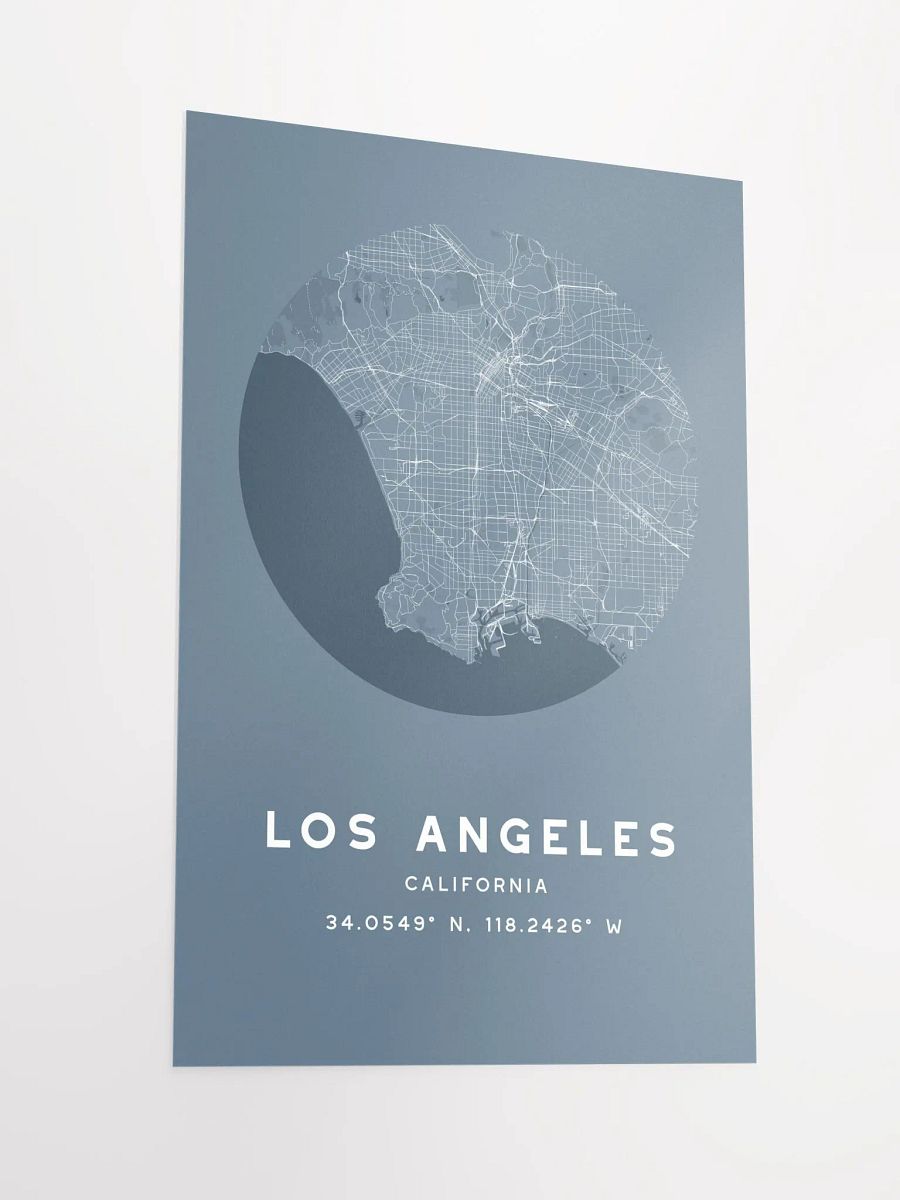 Los Angeles Street Map Poster – Blue Minimalist Circular City Art product image (5)