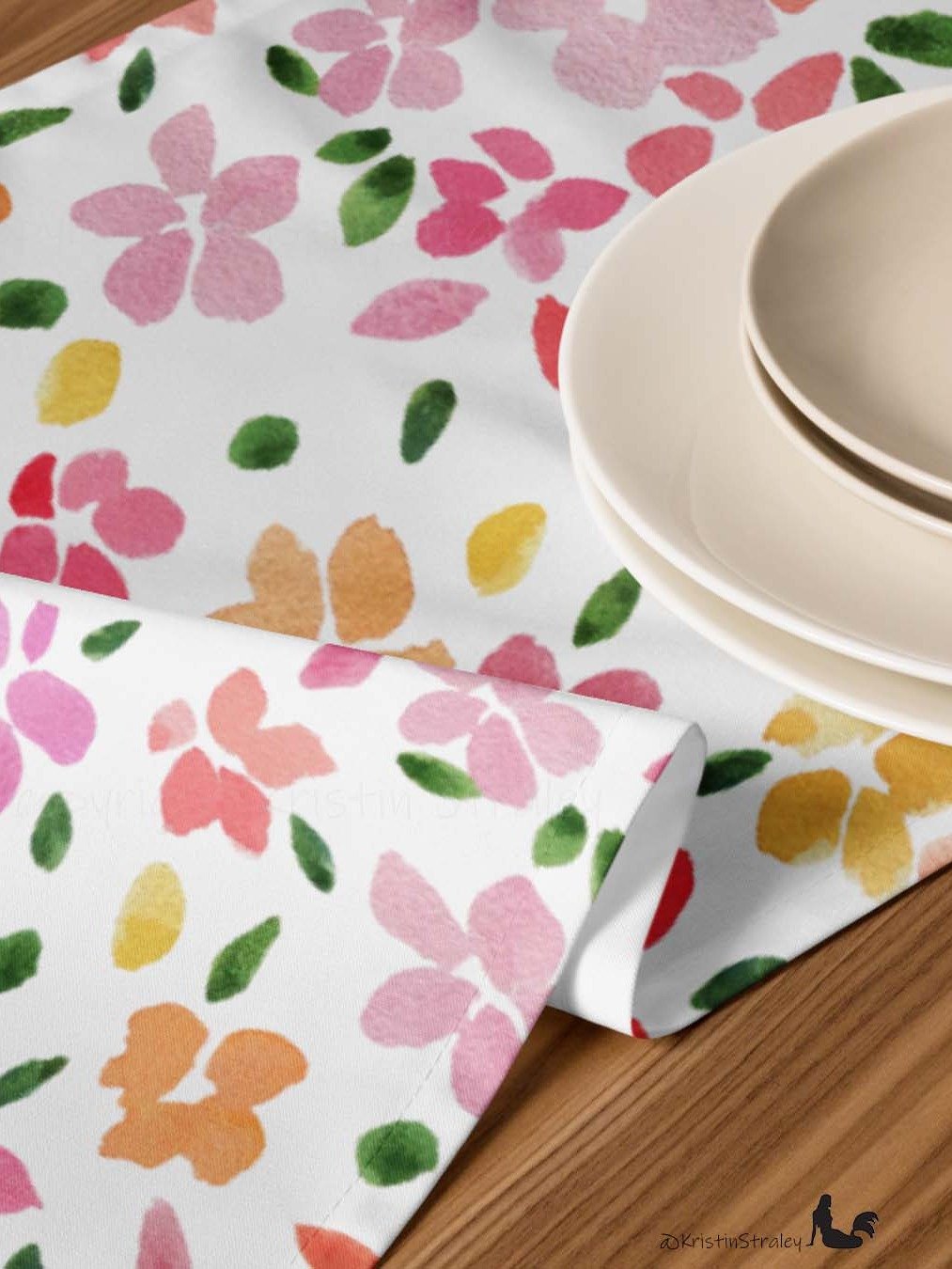 Spring Flowers on White Table Runner product image (7)