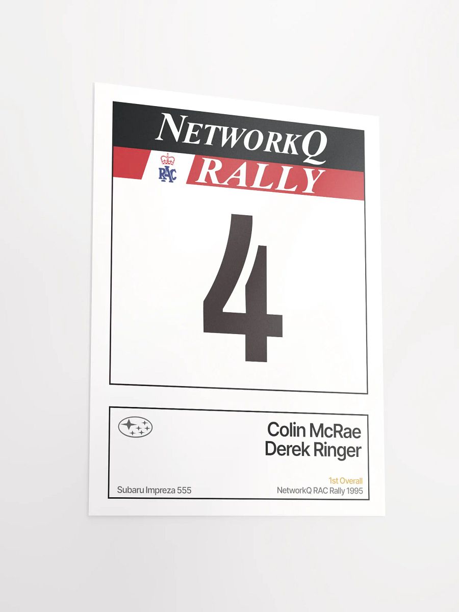 A3 Poster / Colin McRae / NetworkQ RAC Rally 1995 Number 4 product image (3)