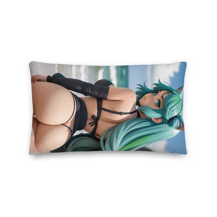 Teal-Haired Catgirl Beach Vibes Pillow product image (1)