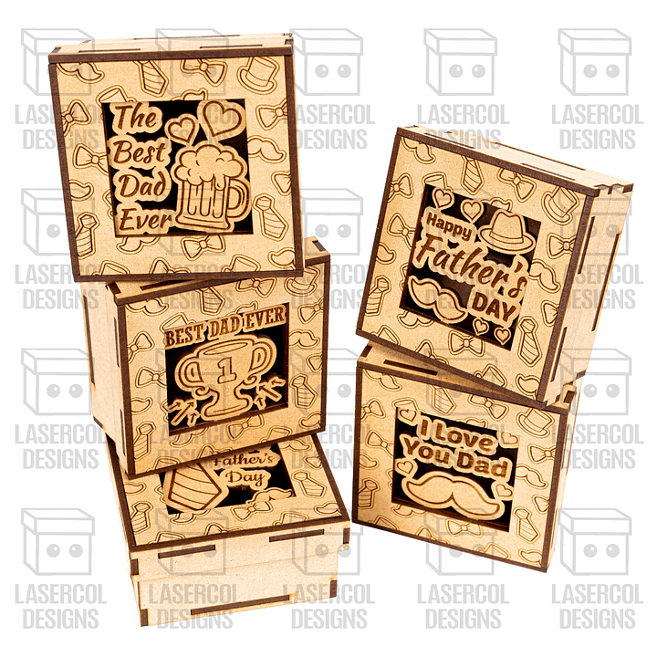 Father's Day Gift Boxes Bundle (10 Styles, Set 1-2) - Laser Cut Files product image (2)