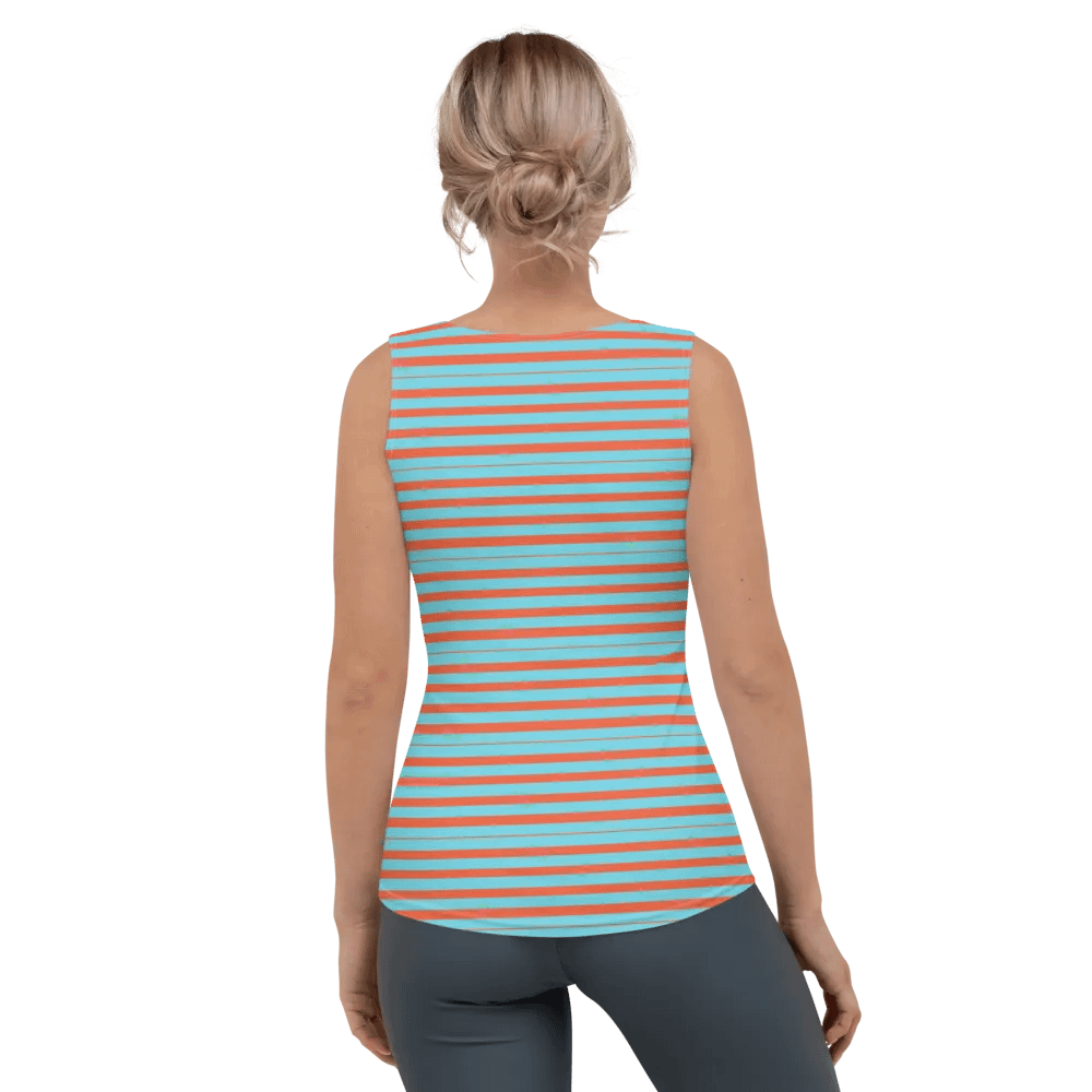 Egyptian Blue and Burnt Orange Striped Women's Tank Top product image (4)