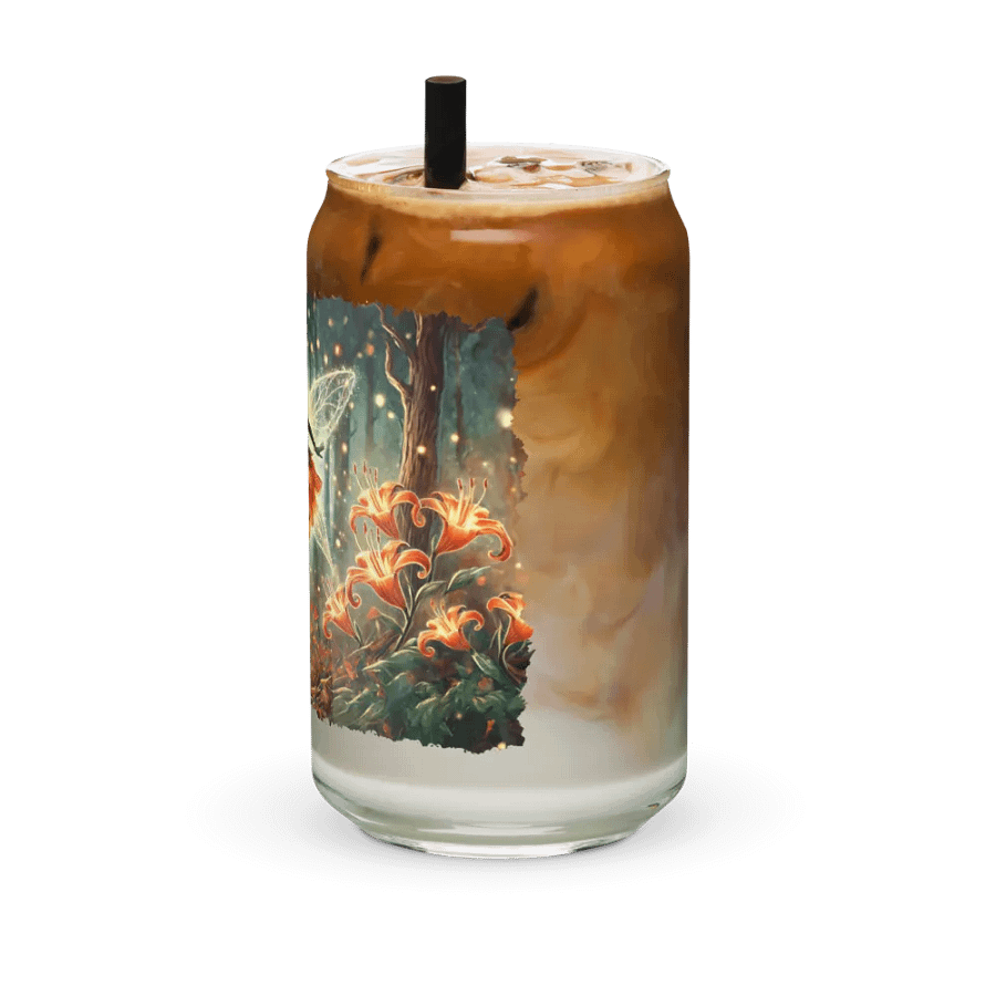 Enchanted Orange Lily Fairy Glass with Optional Lid and Straw product image (42)