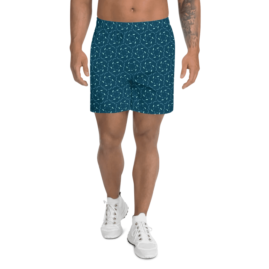 Blue Flux Geometric Pattern Long Shorts product image (3)