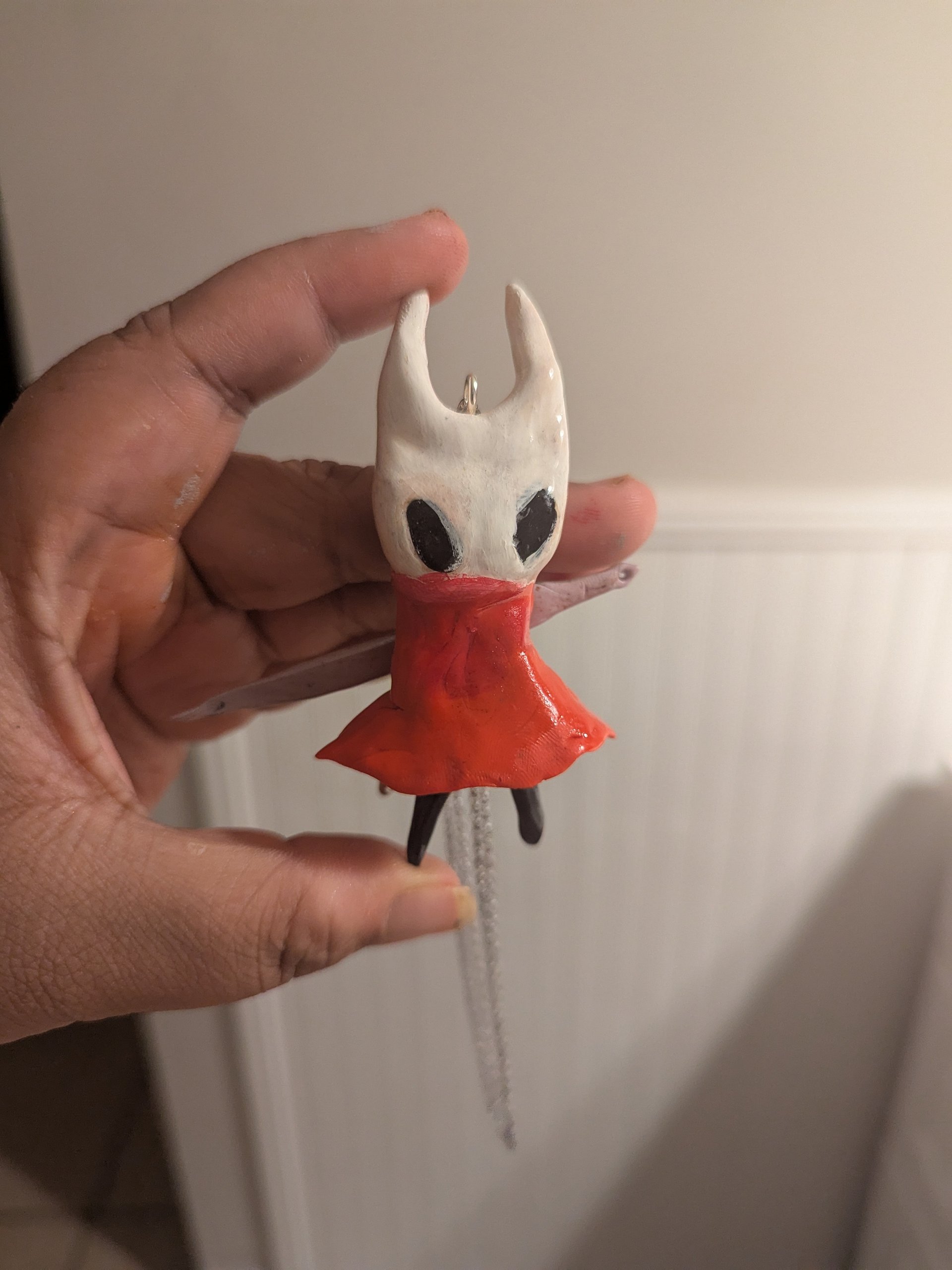 Handmade Hollow Knight Hornet Necklace – Polymer Clay Pendant with Star Clasp product image (1)