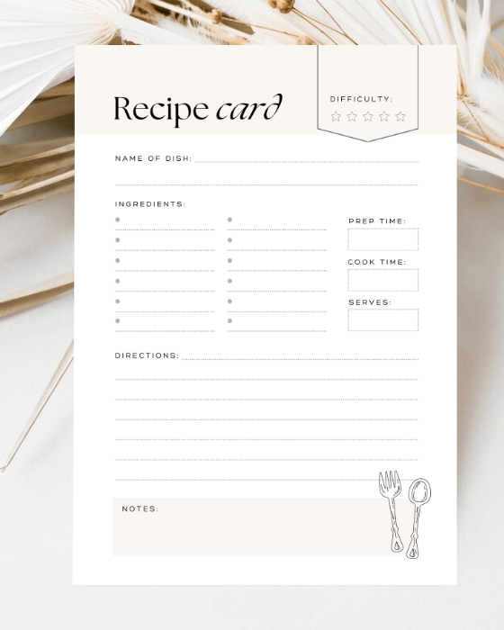 White and Beige Minimalist Recipe Card product image (2)