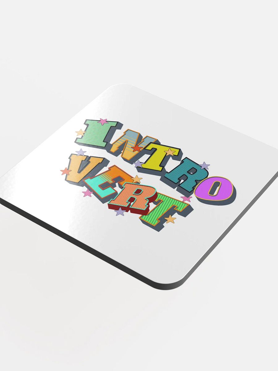 Introvert Block Letter Vibrant Cork Coaster product image (4)