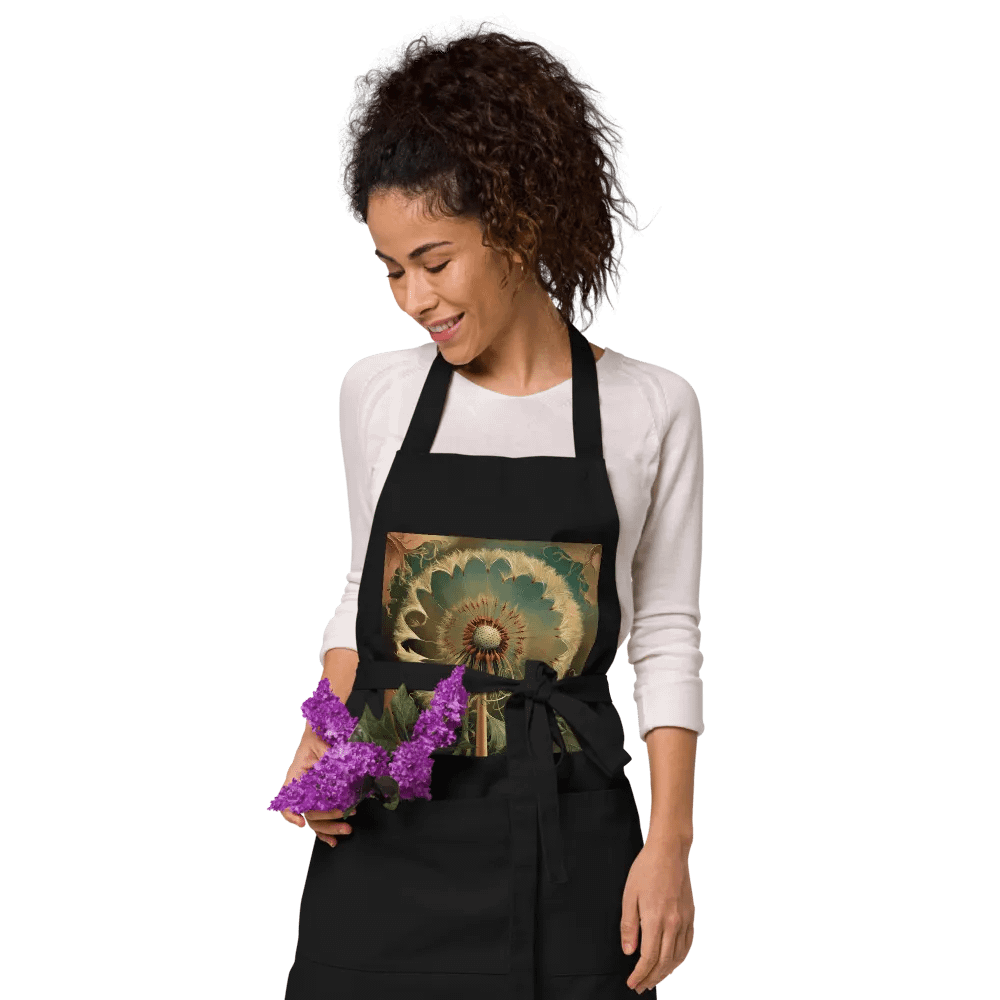 Art Nouveau Dandelion Flower Seed Head In Gold Organic Cotton Apron product image (9)