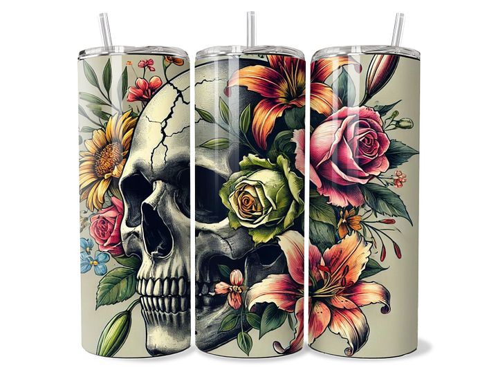 Floral Skull Fusion Tumbler - 20oz Stainless Steel product image (1)