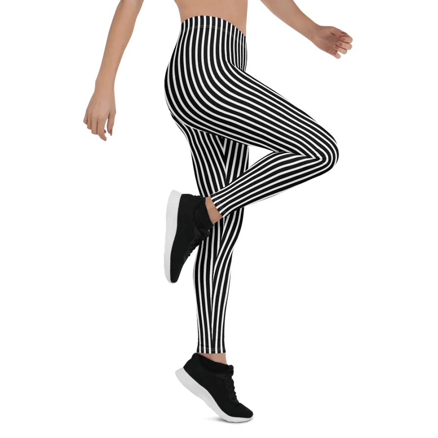 Black/White Stripe Print Leggings product image (3)