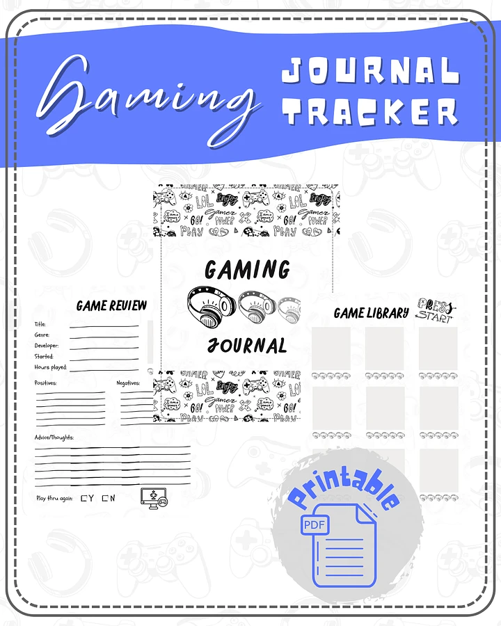 Gaming Journal Gaming Tracker Printable Version product image (1)