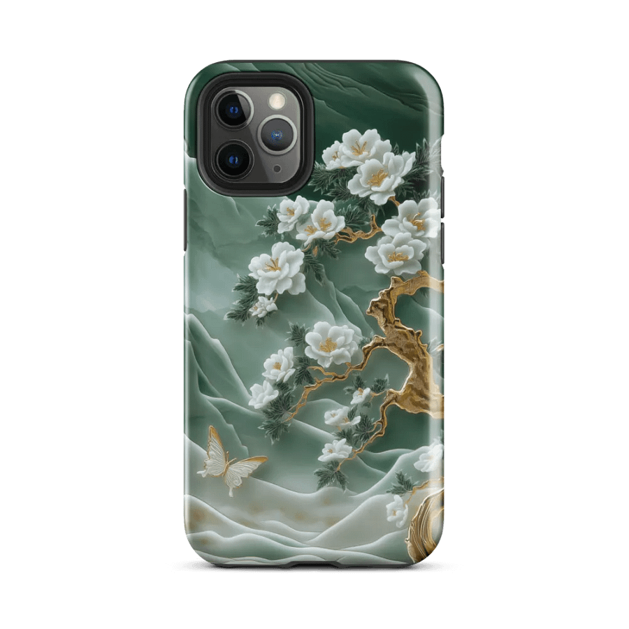 White Floral Blossom Jade Carving Effect - Tough Phone Case product image (2)