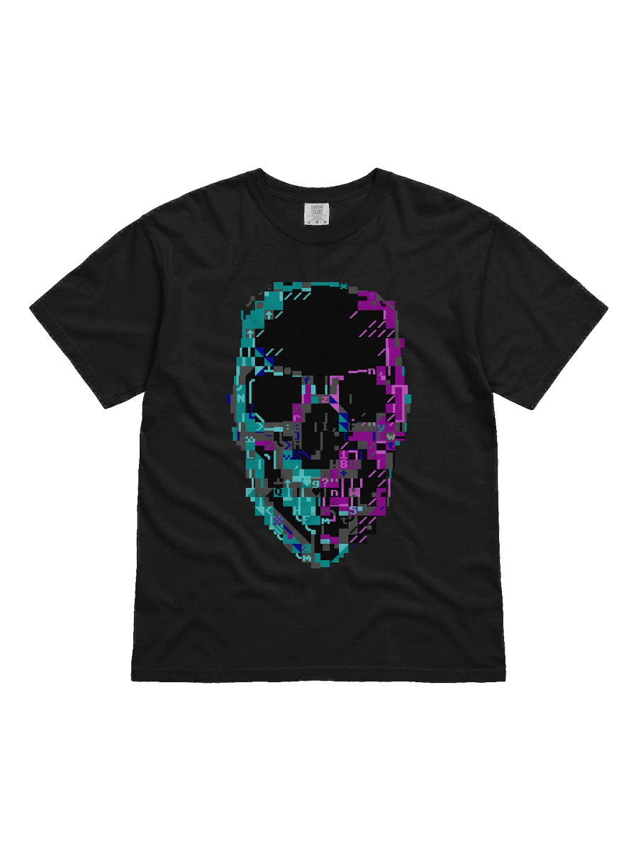 Cyberpunk ASCII Glitch Skull T-Shirt product image (6)