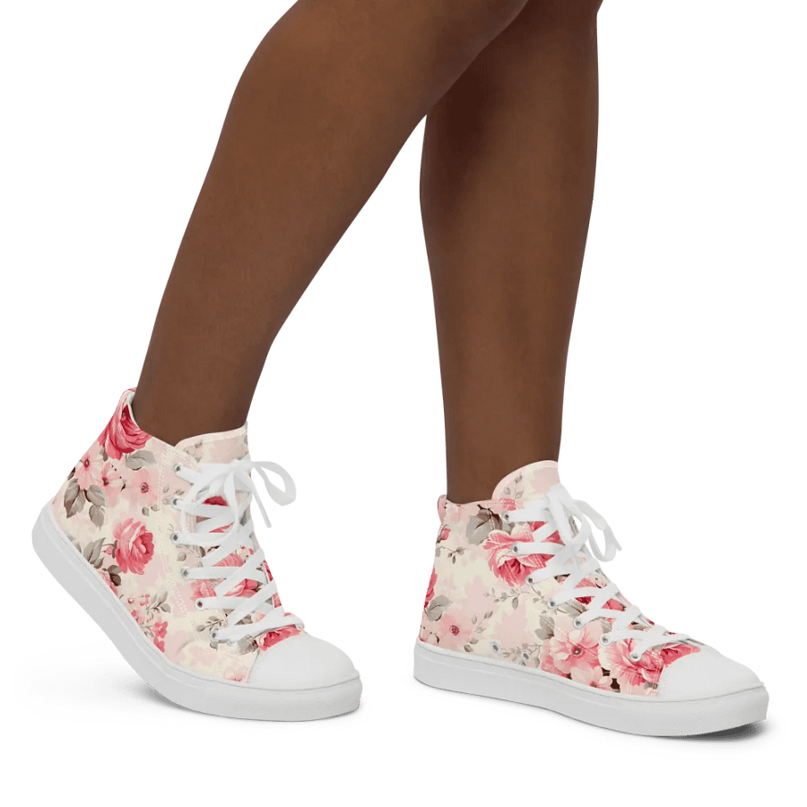 Women's Pink Floral High Top Canvas Shoes product image (6)