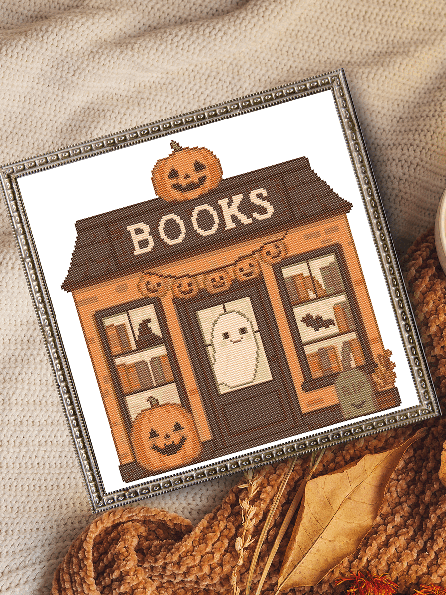 Boo & Books Cross Stitch Pattern product image (5)