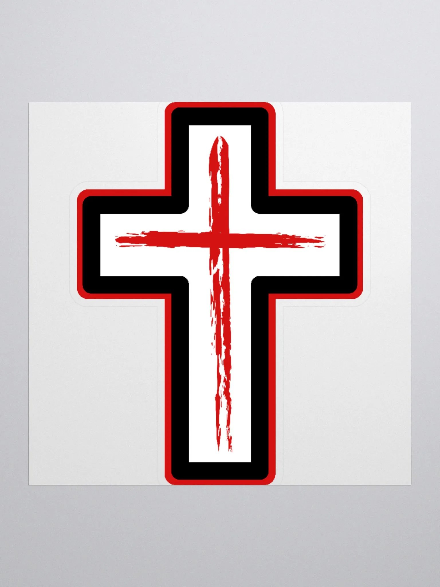 Red & White Cross With Boarder Sticker product image (2)