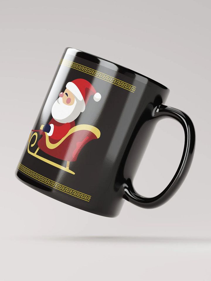 santa claus golden border shiny black mug product image (2)