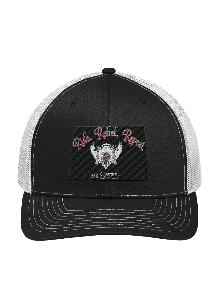 “Ride. Rebel. Repeat.” – Richardson Trucker Hat by O.G. Skater® product image (1)