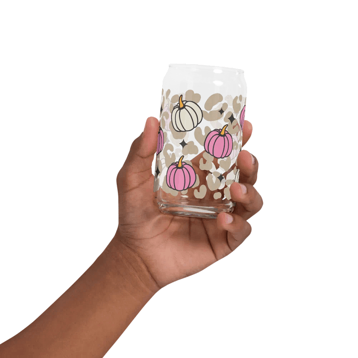 Pink Starry Pumpkin Can Glass, Wood Cover and Metal Straw product image (2)