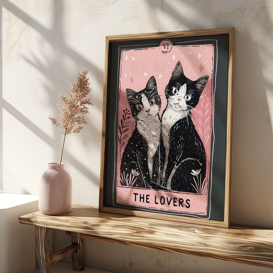 The Lovers Tarot Card Feline Art Print product image (4)