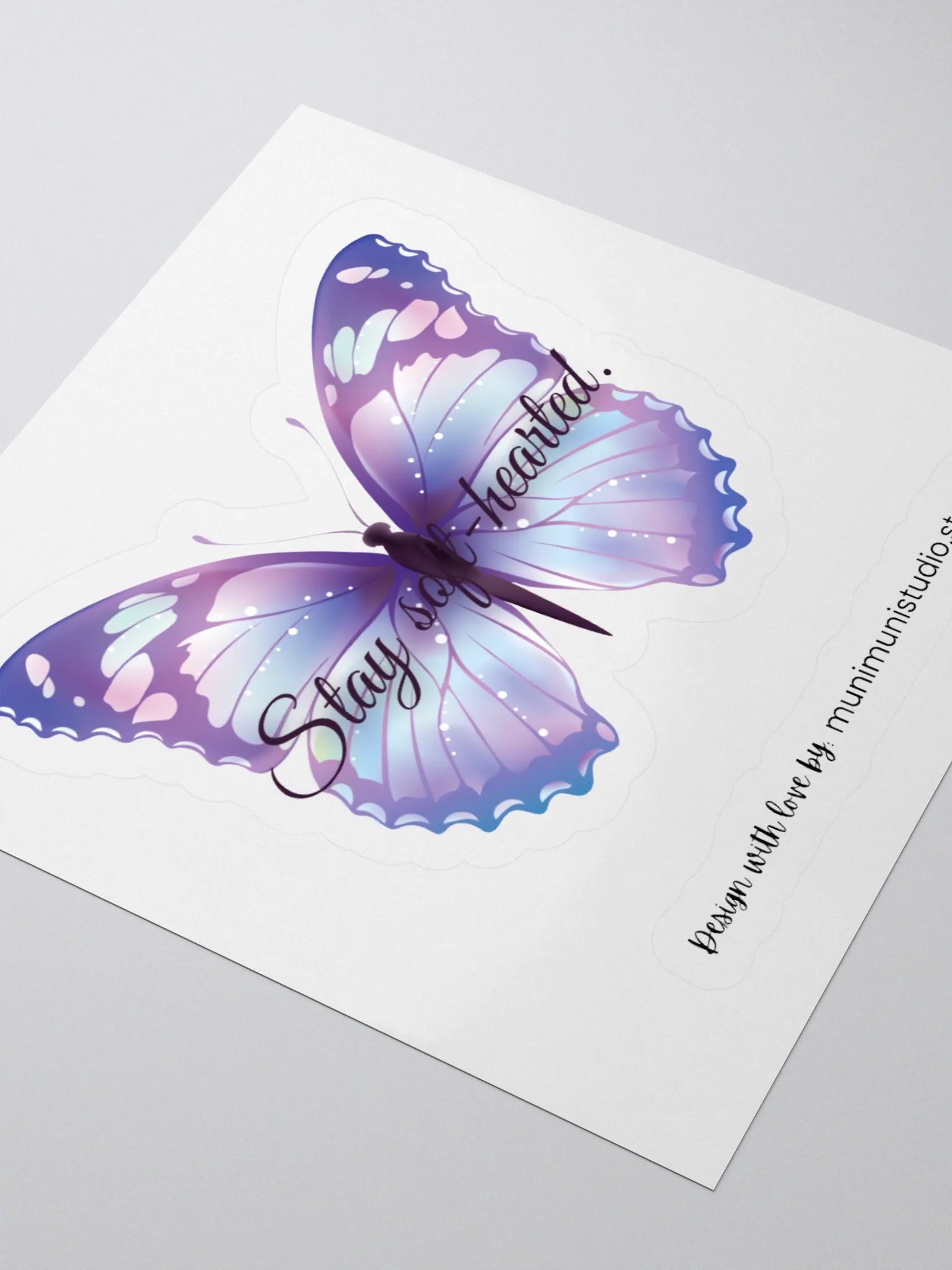 Stay Soft-hearted – Purple Butterfly Inspirational Quote Sticker product image (8)