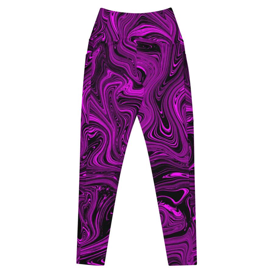 Leggings with Pockets - Purple and Black Fluid Swirls product image (7)