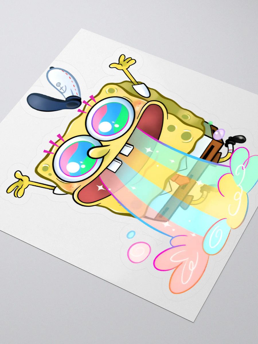 Rainbow Vomit Sponge Sticker - Psychedelic Cartoon Art product image (3)