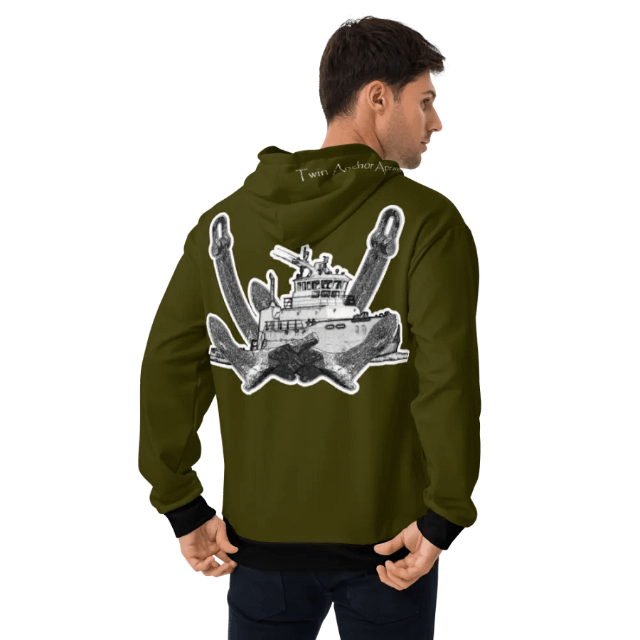 Green Twin Anchor Titan tug Hoodie product image (8)