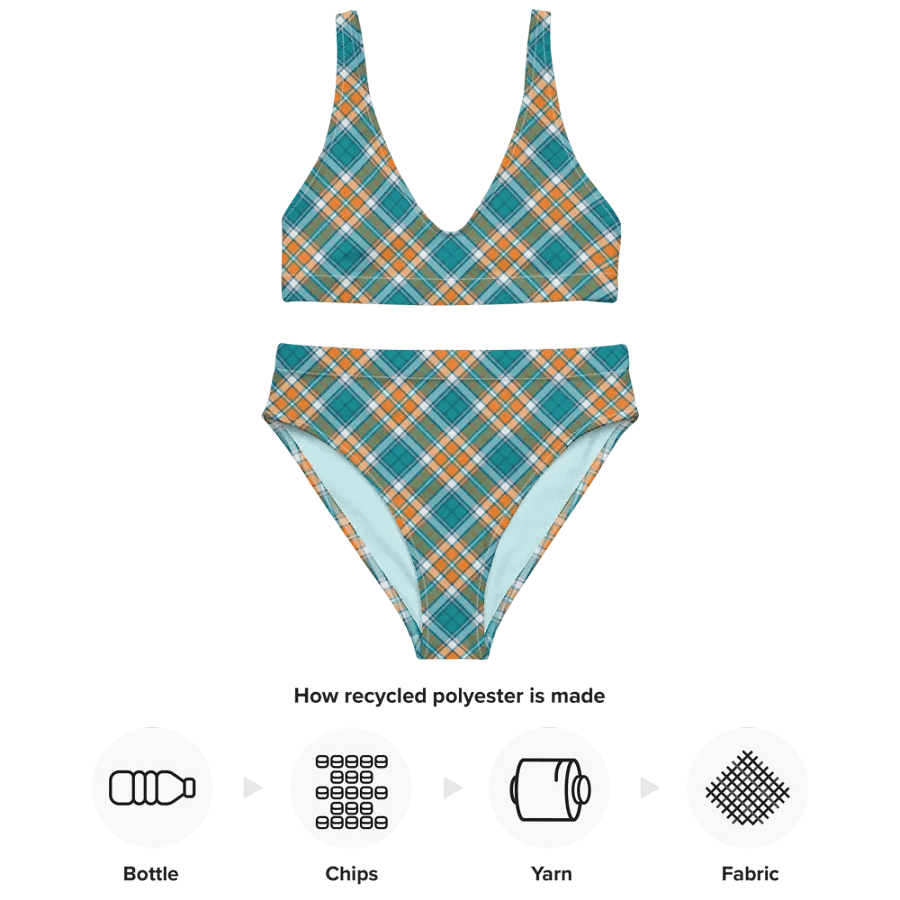 Turquoise and Orange Sporty Plaid Bikini product image (10)