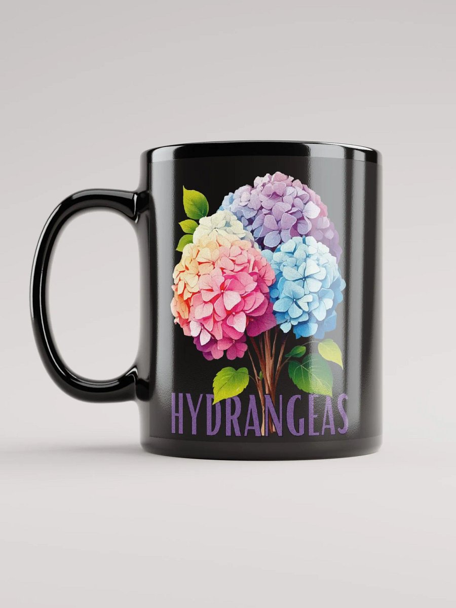 Floral Graphic | Black Coffee Mug | Hydrangeas product image (1)