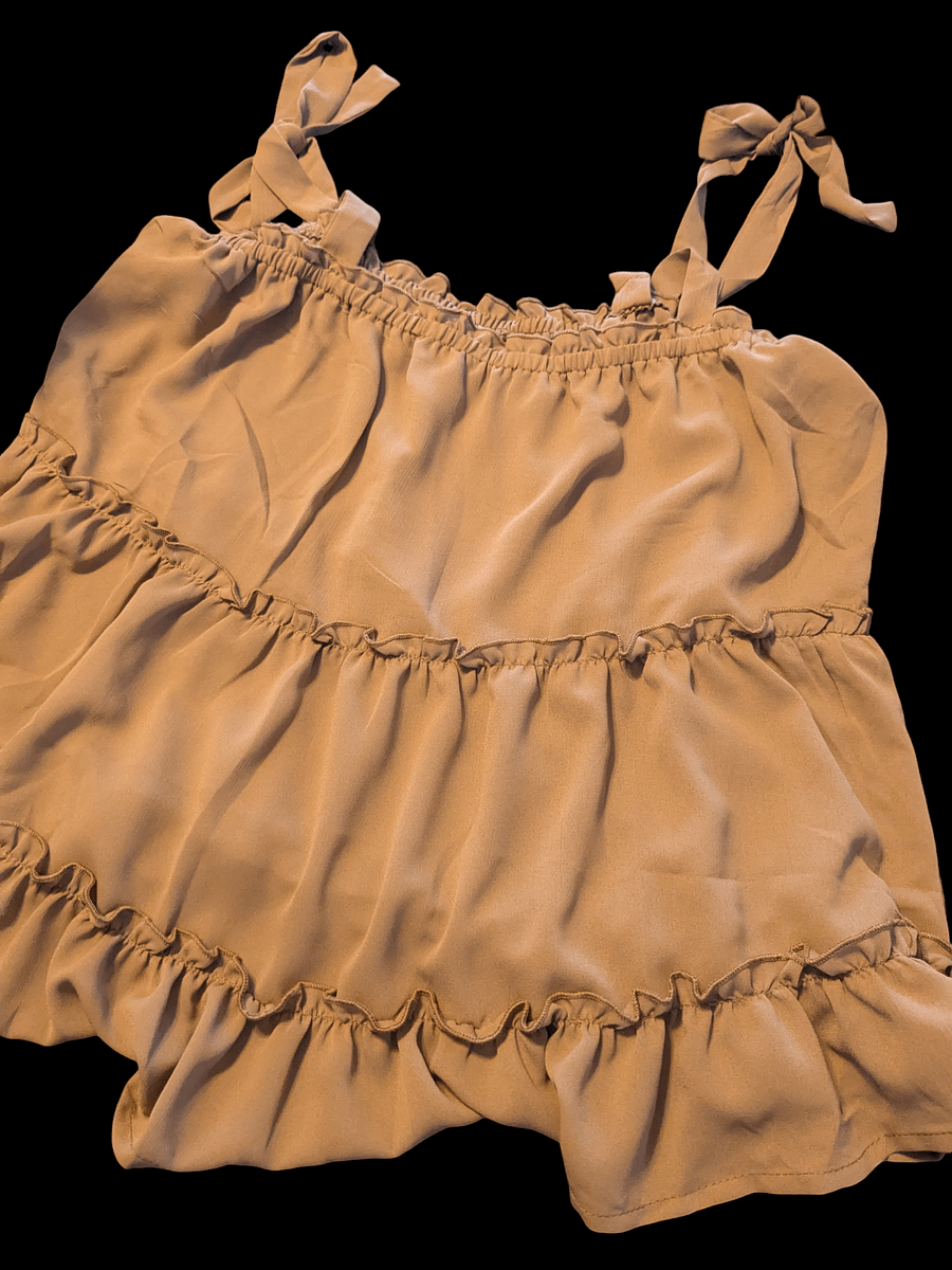 L Brown Ruffled Tank Top product image (3)