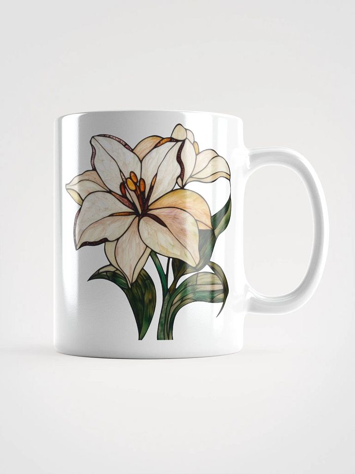 Stained Glass Lily White Glossy Mug product image (3)