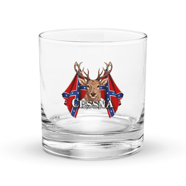 "Cessna" Last Name Rebel Redneck Deer - Rocks Glass product image (1)