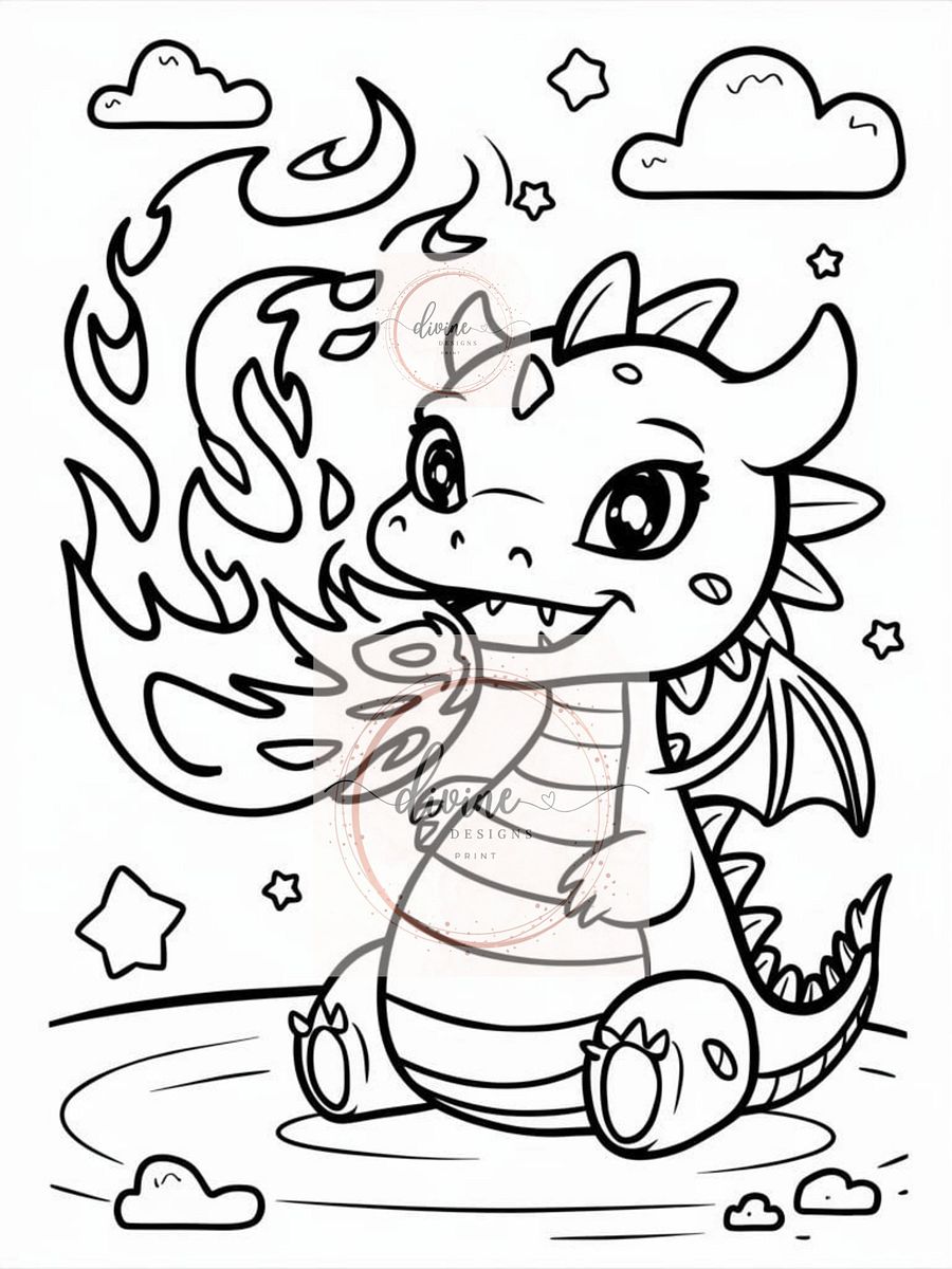 Cute dragon coloring page 2 product image (1)