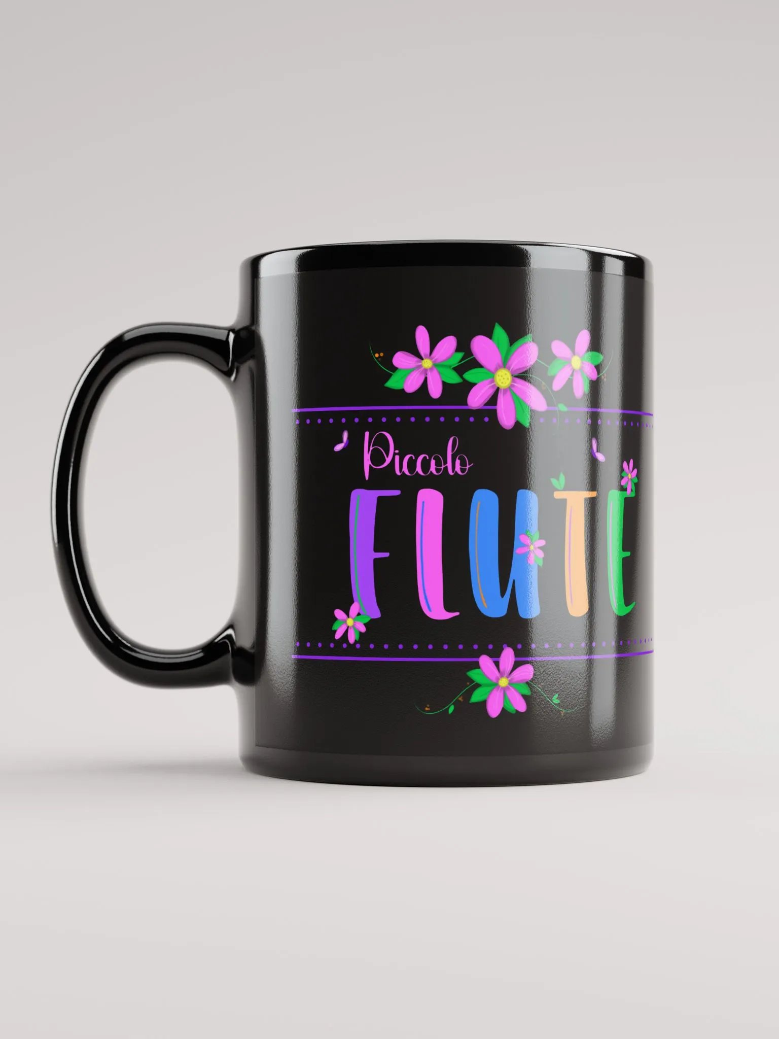 Floral Flutes Black Glossy Mug - Picc product image (6)