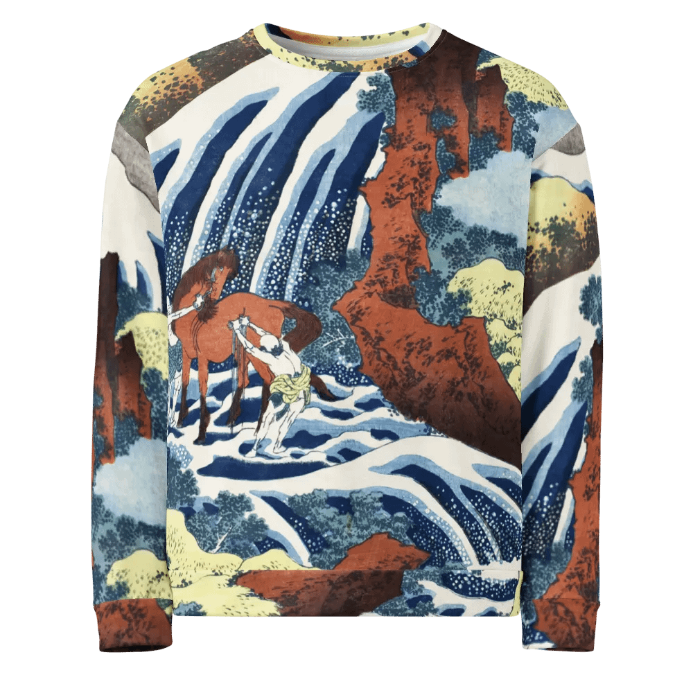 Yoshitsune Horse-Washing Falls All-Over Print Recycled Unisex Sweatshirt product image (1)