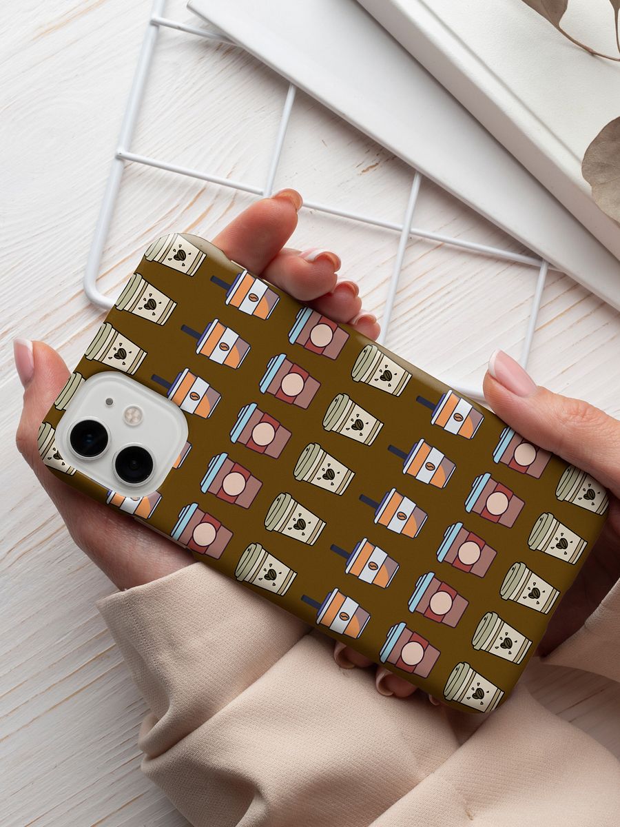 Coffee Aesthetic iPhone Case I Barista Vibes Brown Phone Cover for Coffee Lovers, Latte Art Design I MAGSAFE COMPATIBLE product image (3)