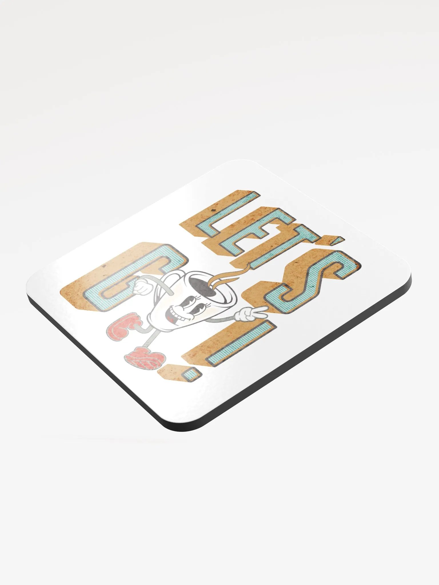 Lets Go Coffee Mascot Cheerful Coffee Coaster product image (4)