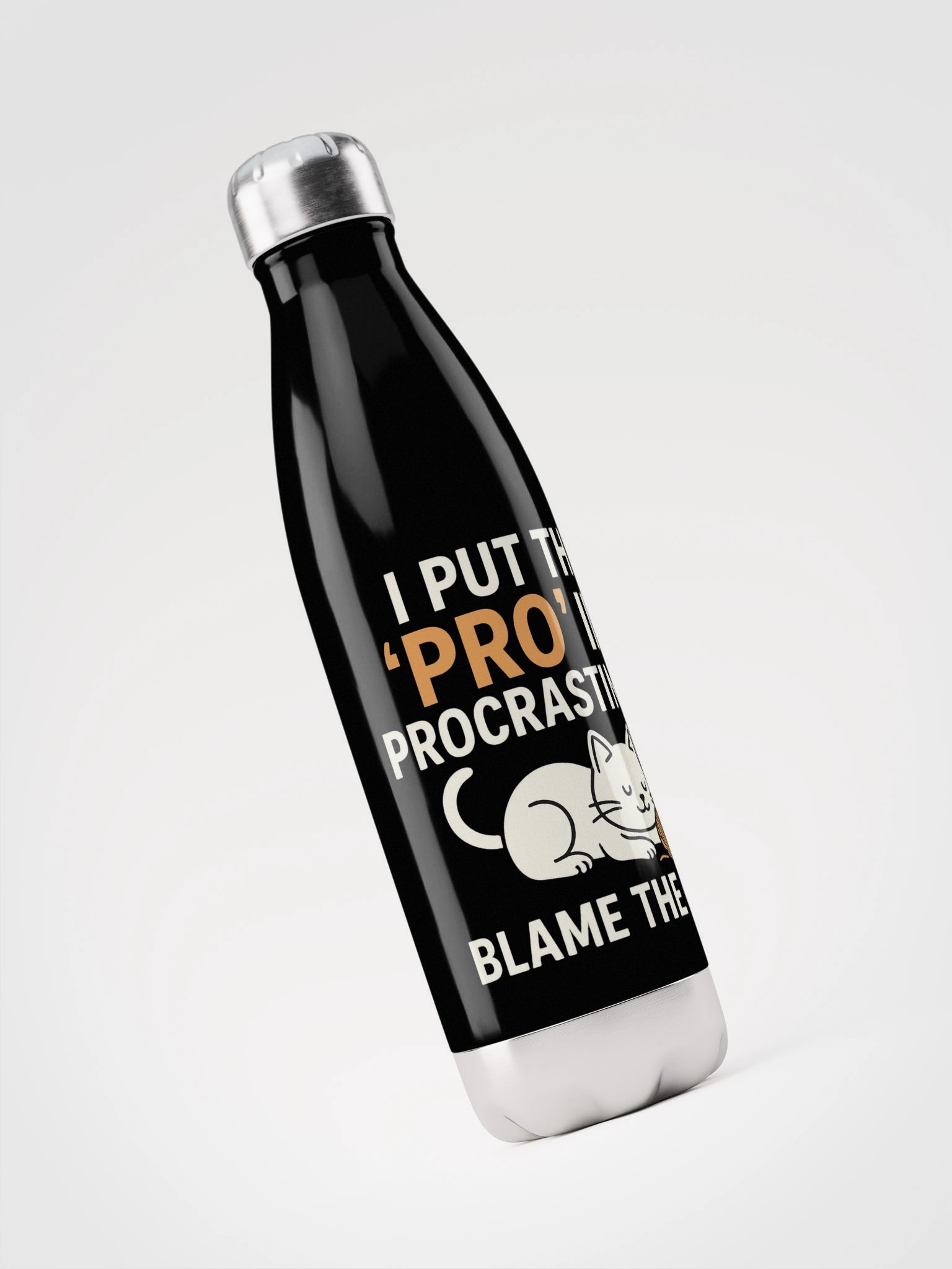 Cat Procrastination Stainless Steel Water Bottle product image (3)