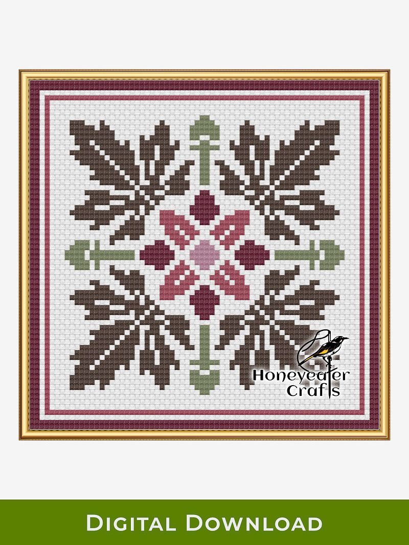 Leaves and Berries: Abstract Cross Stitch Pattern PDF